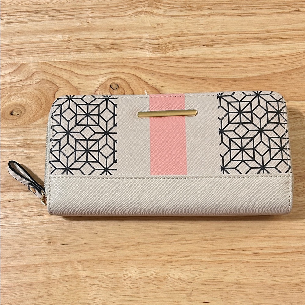 Stylish Pink and Black Geometric Women's Wallet